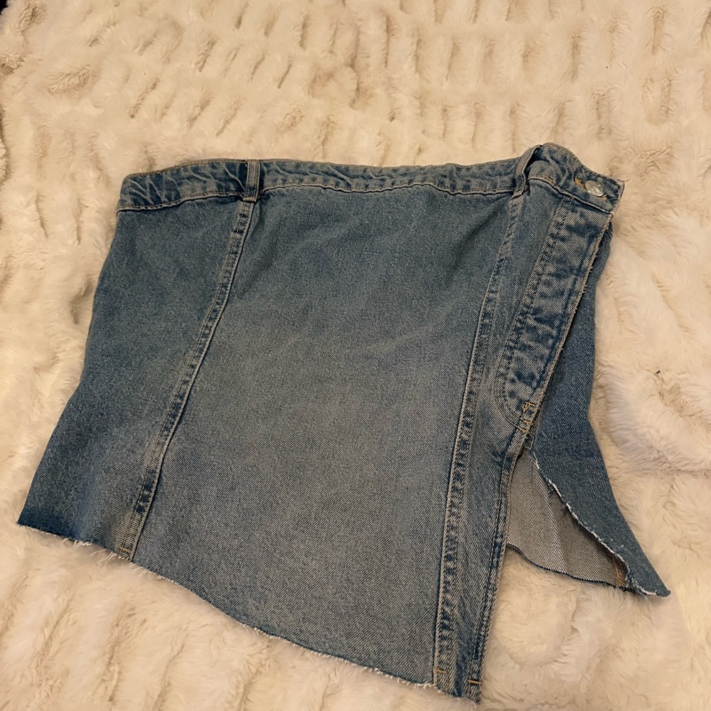Zara Denim Strapless Corset Top